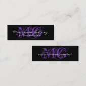 カスタマイズ可能な黒い紫色のモノグラム スキニー名刺 (正面/裏面)