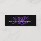 カスタマイズ可能な黒い紫色のモノグラム スキニー名刺 (裏面)