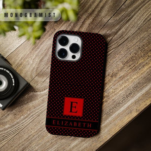 カスタマイズ可能な黒い背景の赤い水玉模様 Case-Mate iPhone 14 PRO MAXケース