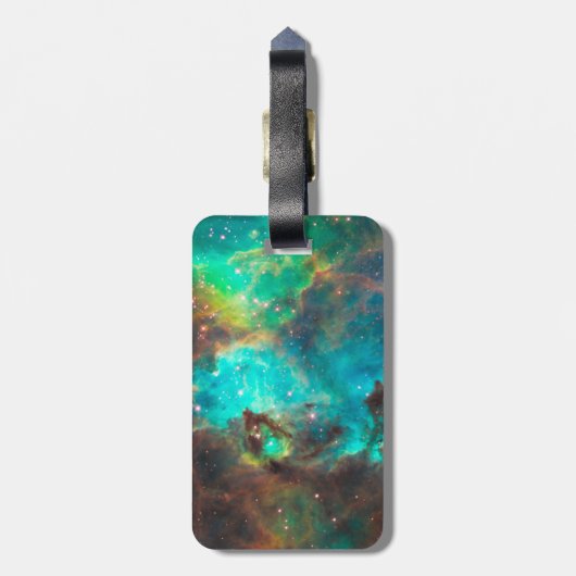 カスタマイズ可能な黒とアクアスリーレターモノグラム ラゲッジタグ (裏面縦)