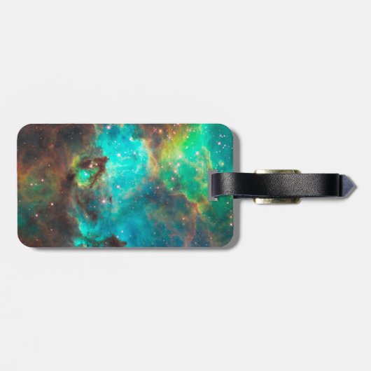 カスタマイズ可能な黒とアクアスリーレターモノグラム ラゲッジタグ (裏面横)