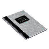 カスタマイズ可能な黒とグレーのジオメトリフォーカス ノートブック (右側)