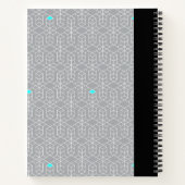 カスタマイズ可能な黒とグレーのジオメトリフォーカス ノートブック (裏面)