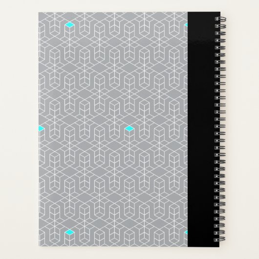 カスタマイズ可能な黒とグレーのジオメトリフォーカス プランナー手帳 (裏面)