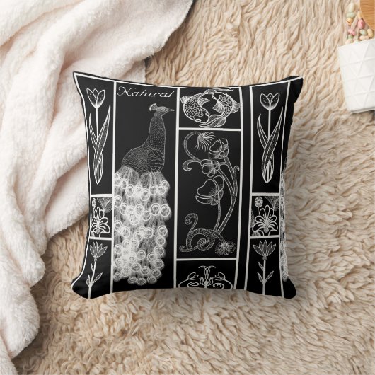 カスタマイズ可能な黒と白のアートデコ クッション (ブランケット)