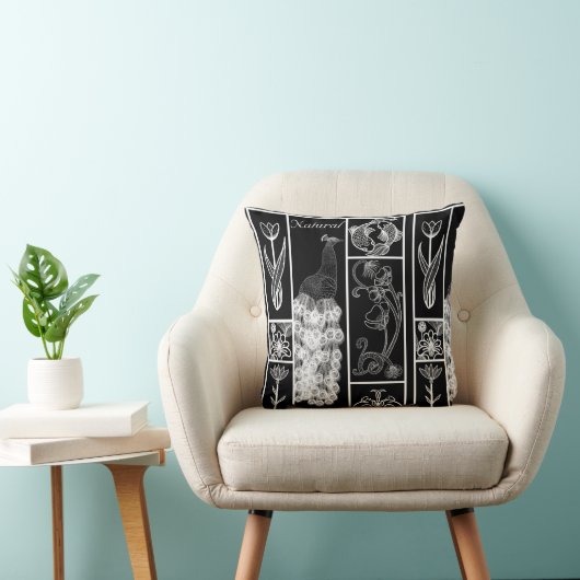 カスタマイズ可能な黒と白のアートデコ クッション (椅子)