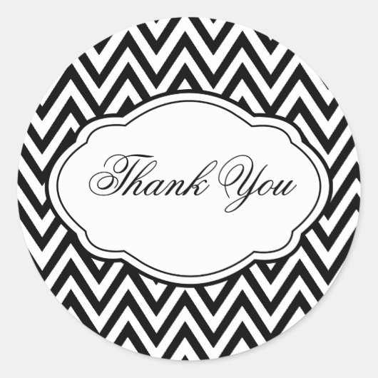カスタマイズ可能な黒と白のシェブロンのステッカーラベル ラウンドシール (正面)