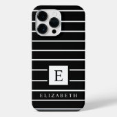 カスタマイズ可能な黒と白のストライプ柄 iPhoneケース (裏面)