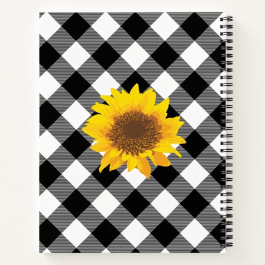 カスタマイズ可能な黒と白のバッファロープリドヒマワリ ノートブック (裏面)