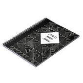 カスタマイズ可能な黒と白の幾何学的 ノートブック (左側)