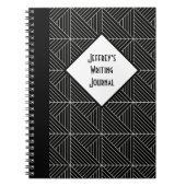カスタマイズ可能な黒と白の幾何学的 ノートブック (正面)