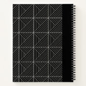 カスタマイズ可能な黒と白の幾何学的 ノートブック (裏面)