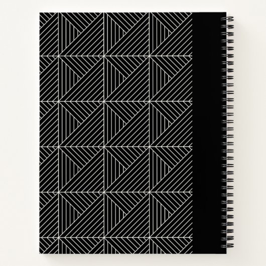 カスタマイズ可能な黒と白の幾何学的 ノートブック (裏面)