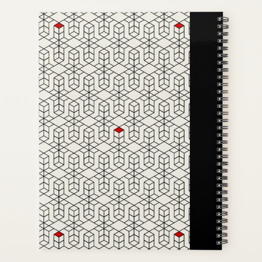 カスタマイズ可能な黒と白の幾何学的 プランナー手帳 (裏面)