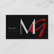 カスタマイズ可能な黒と赤のモノグラム名刺