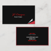 カスタマイズ可能な黒と赤のモノグラム名刺 名刺 (正面/裏面)