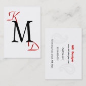 カスタマイズ可能な黒と赤のモノグラム名刺 名刺 (正面/裏面)