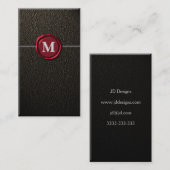 カスタマイズ可能な黒と赤のモノグラム名刺 名刺 (正面/裏面)