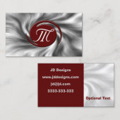 カスタマイズ可能な黒と赤のモノグラム名刺 名刺 (正面/裏面)