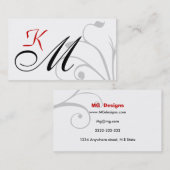 カスタマイズ可能な黒と赤のモノグラム名刺 名刺 (正面/裏面)