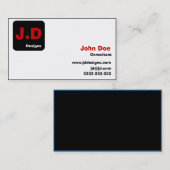 カスタマイズ可能な黒と赤のモノグラム名刺 名刺 (正面/裏面)