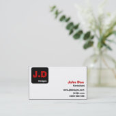 カスタマイズ可能な黒と赤のモノグラム名刺 名刺 (スタンド正面)