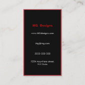 カスタマイズ可能な黒と赤のモノグラム名刺 名刺 (裏面)