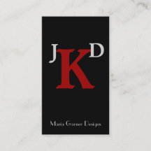 カスタマイズ可能な黒と赤のモノグラム名刺