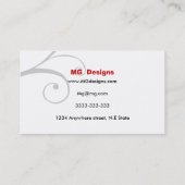 カスタマイズ可能な黒と赤のモノグラム名刺 名刺 (裏面)