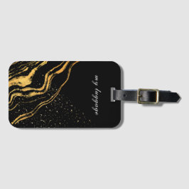 カスタマイズ可能な黒と金ゴールドクラシック ラゲッジタグ