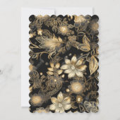 カスタマイズ可能な黒と金ゴールド結婚の 招待状 (裏面)