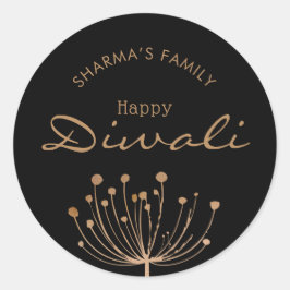 カスタマイズ可能な黒と金ゴールドDiwali ラウンドシール