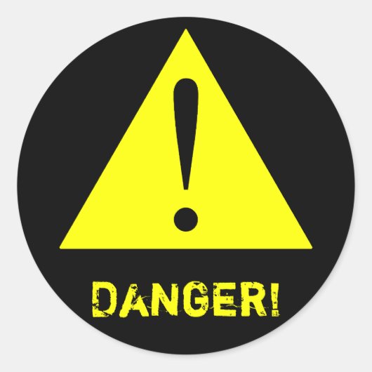 カスタマイズ可能な黒と黄色警告のシンボルステッカー ラウンドシール (正面)