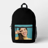 カスタマイズ可能な黒のバックパックパーソナライズされた写真 プリントバックパック (正面)