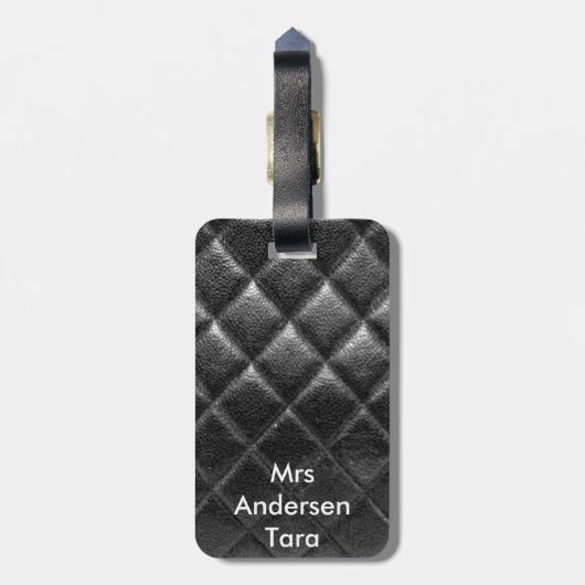 カスタマイズ可能な黒はキルトにされた革製バッグをccステッチしました ラゲッジタグ (裏面縦)
