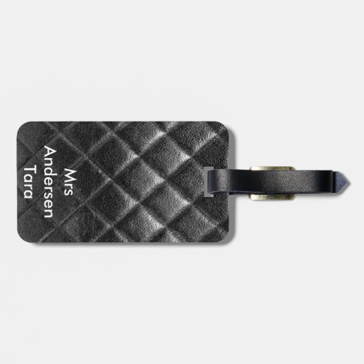カスタマイズ可能な黒はキルトにされた革製バッグをccステッチしました ラゲッジタグ (裏面横)