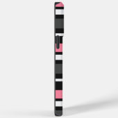 カスタマイズ可能な黒ピンクグレー白ストライプ色 Case-Mate iPhoneケース (裏面 / 右)