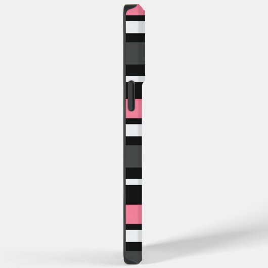 カスタマイズ可能な黒ピンクグレー白ストライプ色 Case-Mate iPhoneケース (裏面 / 右)