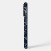 カスタマイズ可能な黒フローラ濃い灰色の白い花 iPhoneケース (左側面)