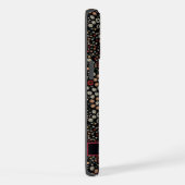 カスタマイズ可能な黒フローラ赤い白い黄色の花 iPhoneケース (右側面)