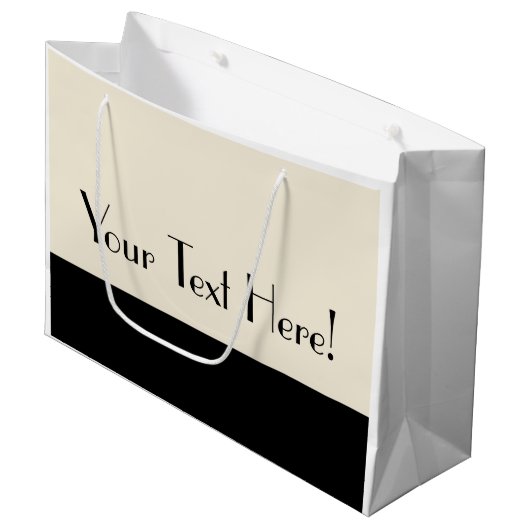 カスタマイズ可能な黒及び卵の殼白い色のブロック ラージペーパーバッグ (正面アングル)