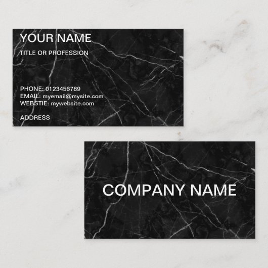 カスタマイズ可能な黒大理石名刺 名刺 (正面/裏面)
