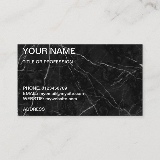 カスタマイズ可能な黒大理石名刺 名刺 (正面)