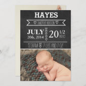 カスタマイズ可能な黒板の誕生の発表 案内状 (正面/裏面)