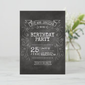 カスタマイズ可能な黒板誕生日招待状。 招待状 (スタンド正面)