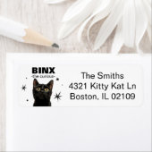 カスタマイズ可能な黒猫差出人住所ラベル ラベル (インサイチュ)