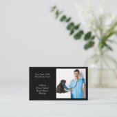 カスタマイズ可能な黒獣医師 名刺 (スタンド正面)