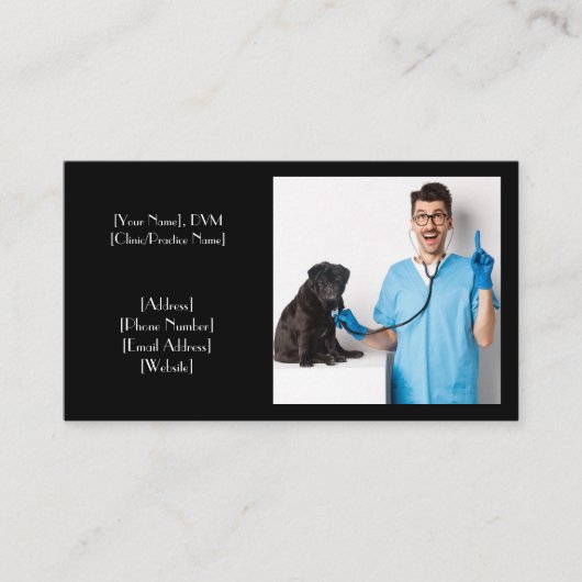 カスタマイズ可能な黒獣医師 名刺 (正面)