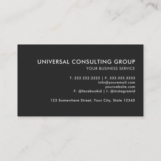 カスタマイズ可能な黒金ゴールドホワイトグレープロフェッショナル 名刺 (裏面)