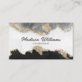 カスタマイズ可能な黒金ゴールドホワイトグレープロフェッショナル 名刺 (正面)
